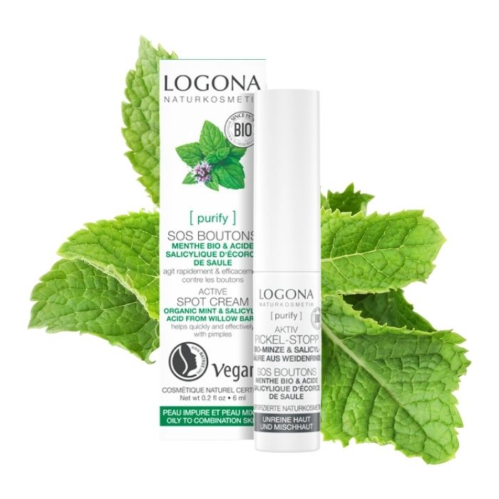 Stick SOS stop granos, c&oacute;mo eliminar los granos con la rutina facial purificante Logona con menta
